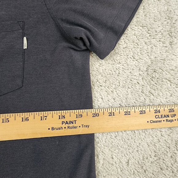 Vuori Short Sleeve Ace Button Down Charcoal Men Size Large Small Holes See Photo - Picture 8 of 12